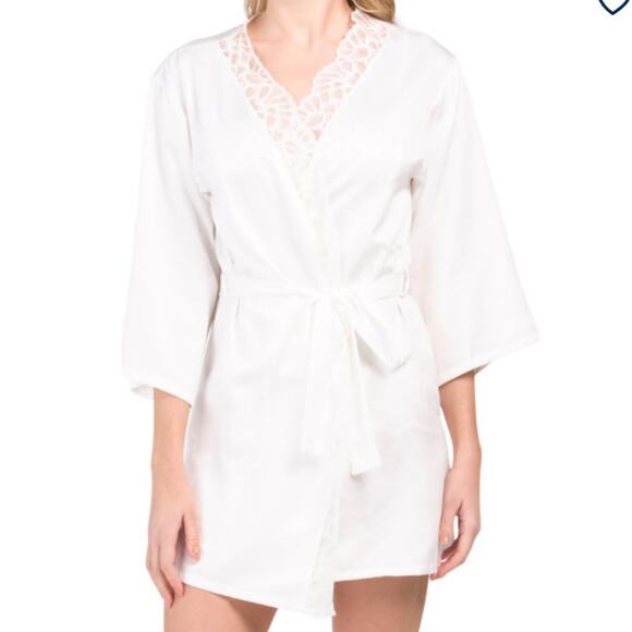 NATORI Deco Lace Robe Ivory M NWT - Picture 1 of 9
